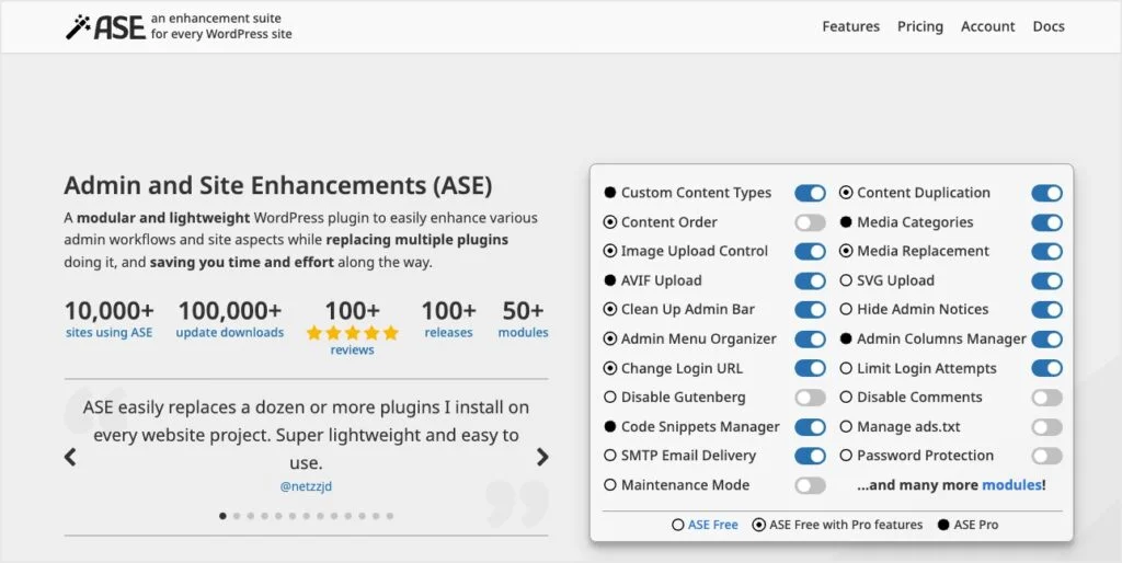 Admin and Site Enhancements (ASE) Pro v6.9.11