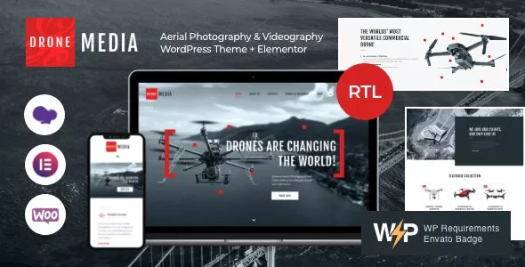 Drone Media v1.6.6 - Aerial Photography & Videography WordPress Theme + Elementor