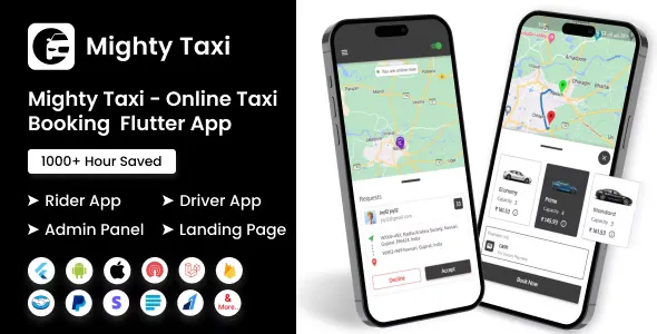 MightyTaxi v12.0 - Flutter Online Taxi Booking Full Solution | User App | Admin Laravel Panel | Driver App
