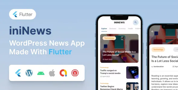 iniNews - Flutter Mobile App for WordPress