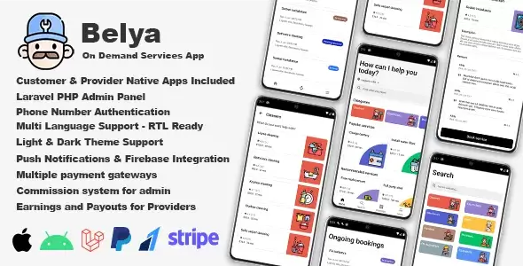 Belya v3.0 - On Demand Service App, Customer & Provider Apps with Admin Panel