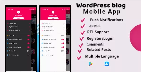 Flutter Wordpress Mobile App Supports Android & IOS