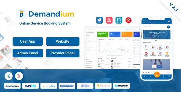 Demandium v2.4 - Multi Provider On Demand, Handyman, Home Service App with Admin Panel