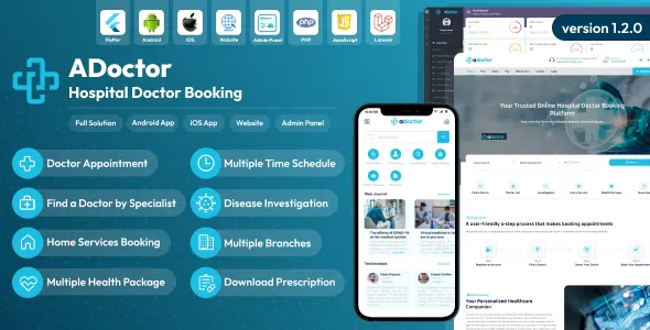 ADoctor v1.3.0 - Hospital Doctor Booking Android and iOS App