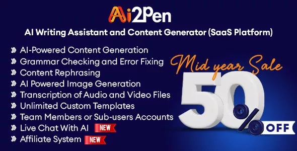 Ai2Pen v4.4 - AI Writing Assistant and Content Generator (SaaS Platform)