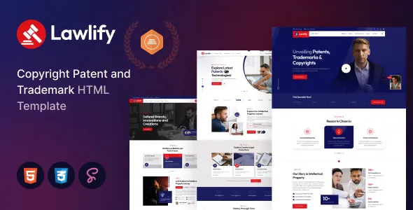 Lawlify - Patent Copyright and Trademark Law Firm HTML Template