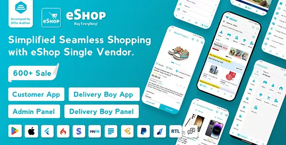 eShop v4.1.0 - eCommerce Single Vendor App | Shopping eCommerce App with Flutter