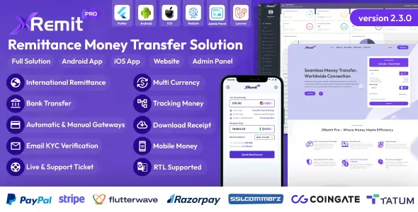 XRemit Pro v2.3.0 - Remittance Money Transfer Full Solution