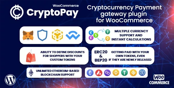 CryptoPay WooCommerce v2.4.4 - Cryptocurrency Payment Gateway Plugin
