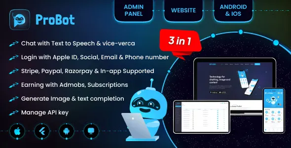 ProBot v2.0.1 - ChatGPT | Admob | Subscription InApp | Open AI Chat, Writing Assistant & Image Generator