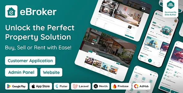 eBroker - Real Estate Property Buy-Rent-Sell Flutter App with Laravel Admin Panel