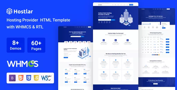 Hostlar - Domain Hosting Provider HTML Template with WHMCS and RTL