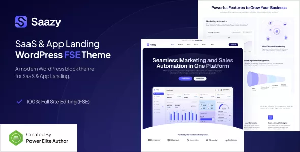Saazy - SaaS & App Landing Page FSE WordPress Theme
