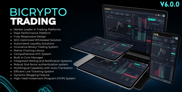 BiCrypto - Crypto Trading Platform, Binary Trading, Investments, Blog, News & More + Addons