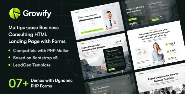 Growify - Multipurpose Business Consulting HTML Landing Page with Working Forms