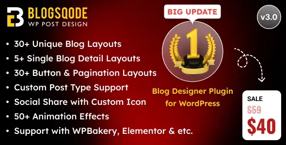 Blogsqode v3.0.0 - Blog Layout Plugin and News Post Design for WordPress