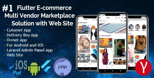 Flutter E-commerce Multi Vendor Marketplace Solution with Web Site (3Apps+PHP Admin Panel+Web Site)