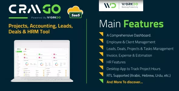 CRMGo SaaS v2.3.0 - Projects, Accounting, Leads, Deals & HRM Tool