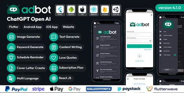 AdBot v4.1.0 - ChatGPT Open AI Android and iOS App