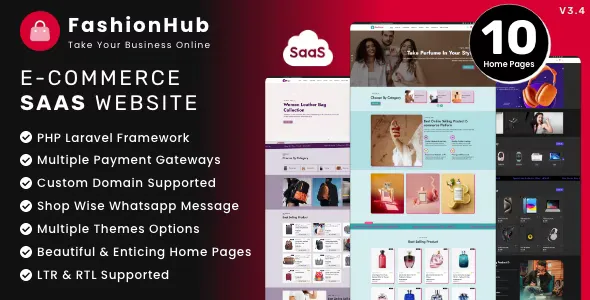 FashionHub SaaS v3.4 - eCommerce Website Builder for Seamless Online Business