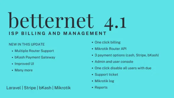Betternet v4.1 - ISP Billing with Mikrotik API
