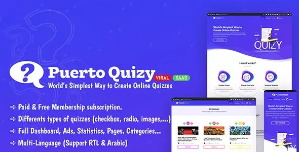Puerto Quizy v1.1 - Premium Quiz Builder Script SAAS