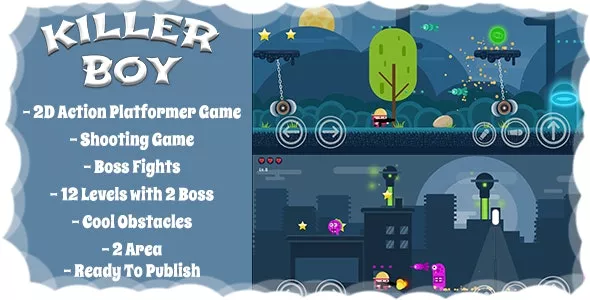 Killer Boy - 2D Action Platformer Mobile / Android Game (Unity Game + Admob)