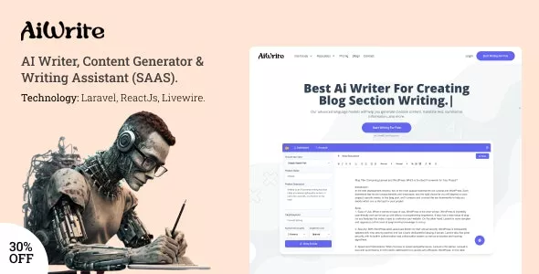 AiWrite v2.0 - AI Writer, Content Generator & Writing Assistant Tools (SAAS)