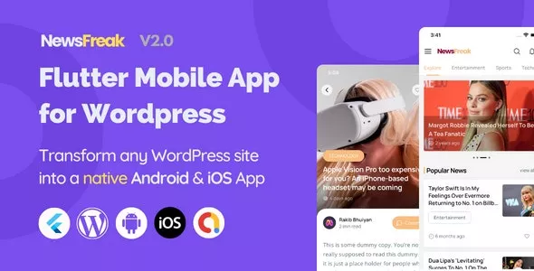 Newsfreak v2.0.5 - Flutter Mobile App for WordPress