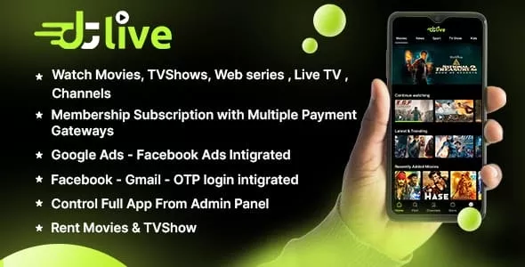 DTLive v3.0 - Movies - TV Series - Live TV - Channels - OTT - Android App | Laravel Admin Panel