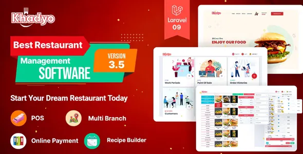 Khadyo Restaurant Software v3.5.0 - Online Food Ordering Website with POS