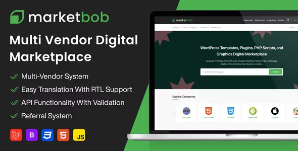 Marketbob v1.7 - Multi-Vendor Digital Marketplace