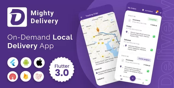 MightyDelivery v13.0 - On Demand Local Delivery System Flutter App | Courier Company | Courier App