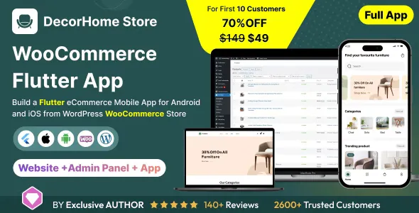 DecorHome App - Online Furniture Selling in Flutter 3.x (Android, iOS) with WooCommerce Full App