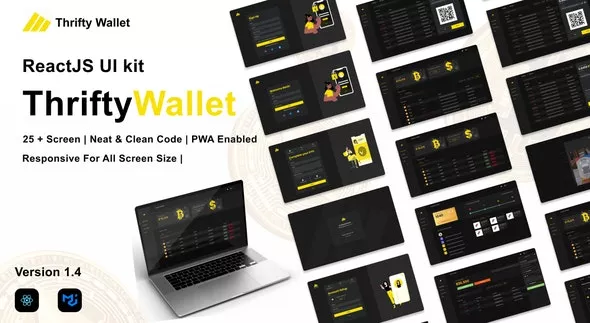 Thriftywallet v1.4 - ReactJS UI kit for Crypto Wallet (Cryptocurrency), Reward Points, and FIAT Currency