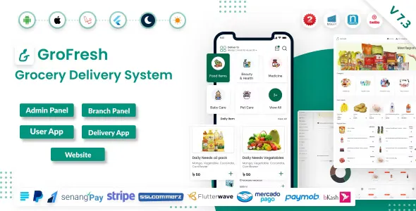 GroFresh v7.1 - (Grocery, Pharmacy, eCommerce, Store) App and Web with Laravel Admin Panel + Delivery App