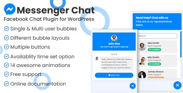 Messenger Chat Support WordPress Plugin v1.1.1
