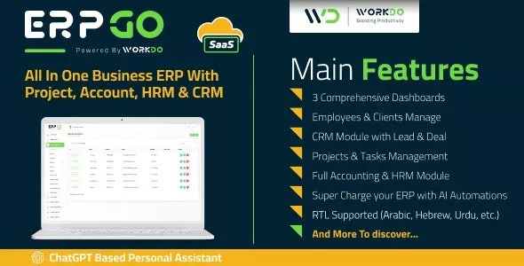 ERPGo SaaS v6.2 - All In One Business ERP With Project, Account, HRM, CRM & POS