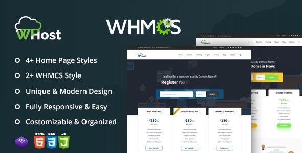 WHost - Domain Hosting Server Rental with WHMCS Responsive HTML5 Template
