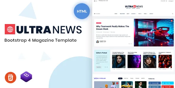 Ultranews v2.1 - Magazine Bootstrap 4 Template