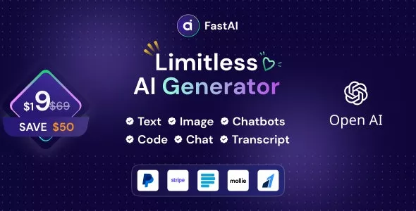 FastAi v1.5.1 - SaaS AI Content Voice Text Image Chat & Code Generator