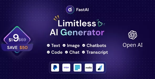 FastAi v1.5.3 - SaaS AI Content Voice Text Image Chat & Code Generator