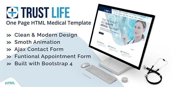 Trustlife - Medical and Health Landing Page HTML Template with RTL