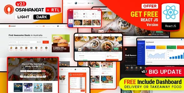Osahan Eat v2.1 - Online Food Ordering Website HTML, React Template