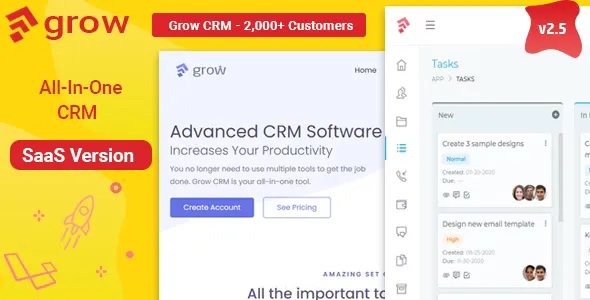 Grow CRM SaaS v2.5 - Laravel Project Management - Multitenancy