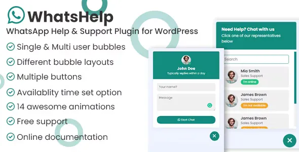 WhatsApp Chat Support Pro WordPress Plugin v2.2.3