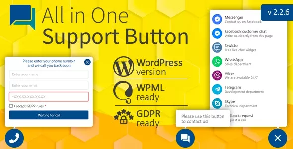 All in One Support Button v2.2.7 - Callback Request WhatsApp, Messenger, Telegram, LiveChat