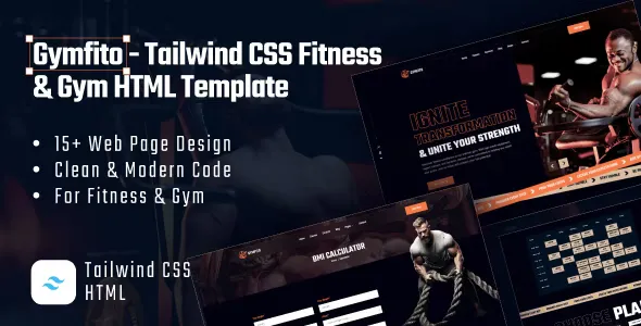 Gymfito v1.0.2 - Tailwind CSS Fitness & Gym HTML Template