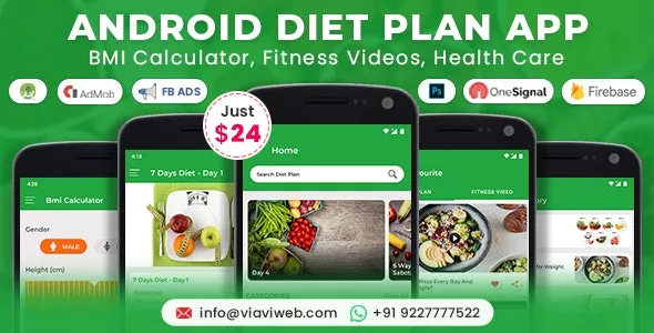Android Diet Plan App (BMI Calculator, Fitness Videos, Health Care) v6