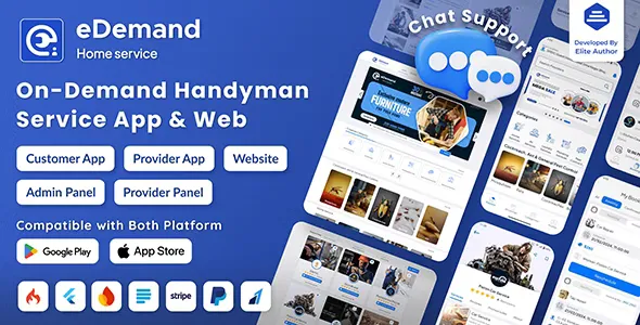 eDemand v2.5.0 - Multi Vendor On Demand Handy Services, Handyman with Flutter App